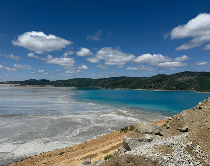 Yankee Doodle Tailings Impoundment pond as seen from the north-south embankment
